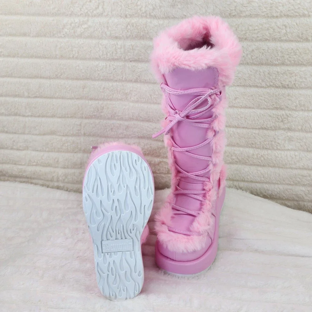 NIB DEMONIA Cubby 311 Stomper Baby Pink Platform Pastel Goth Punk Knee Boots NY - Picture 9 of 9